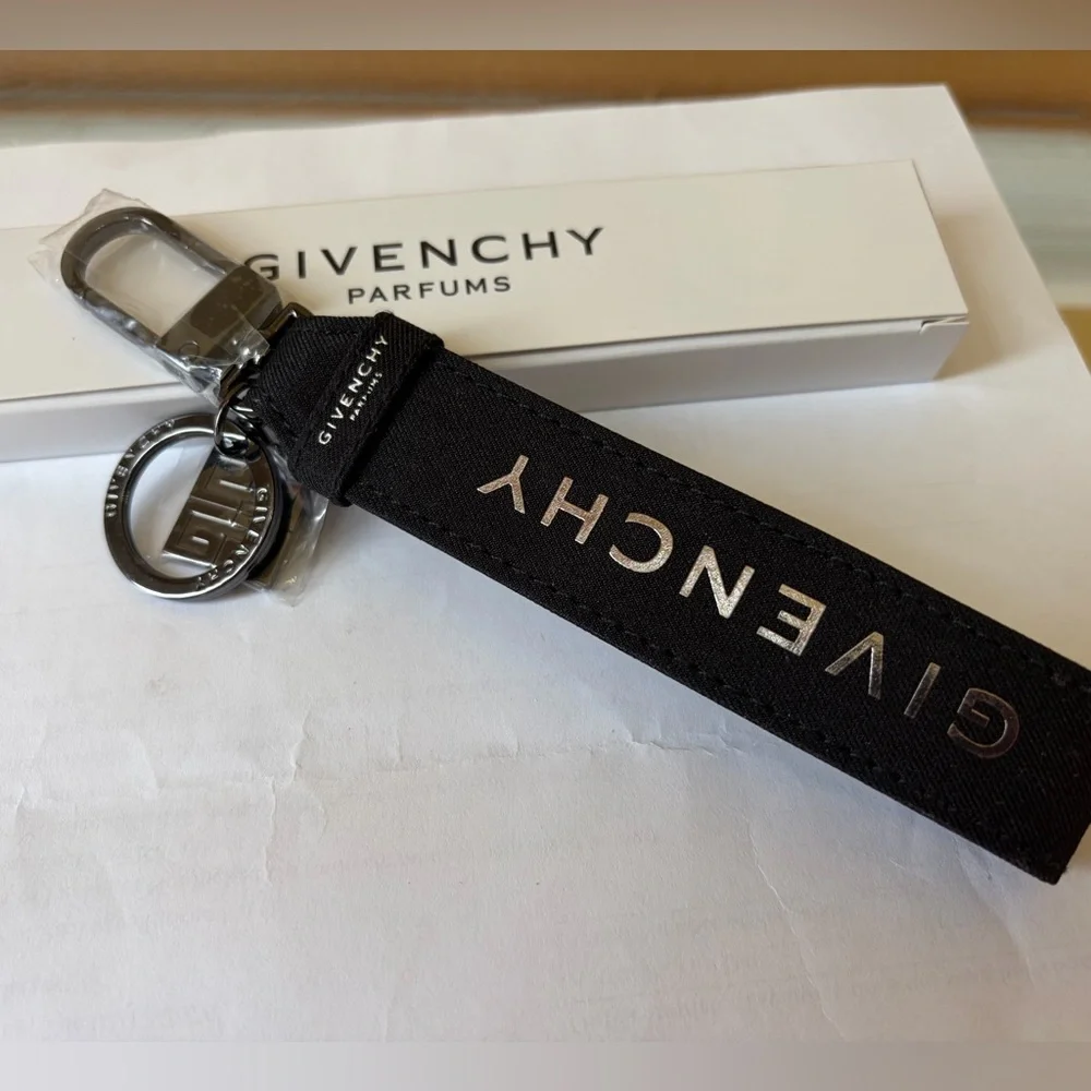 Givenchy Black Keychain Bag Charm with Silver Accents NWB
